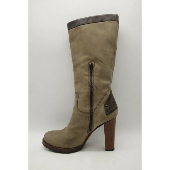 Manas Lea Foscati Brown Leather Zip Up Buckle Block Heel Boots Women's 37 / 7 - Picture 2 of 11
